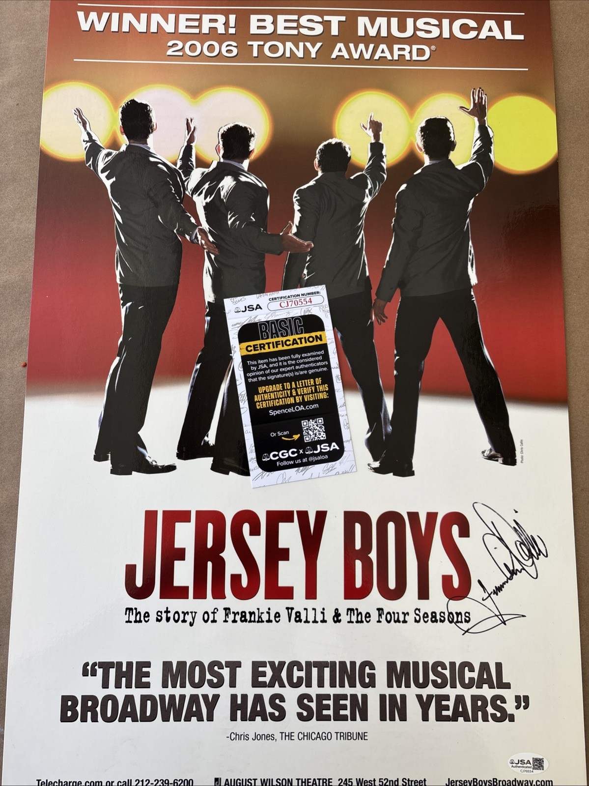 FRANKIE VALLI hand SIGNED JERSEY BOYS BROADWAY Poster JSA COA