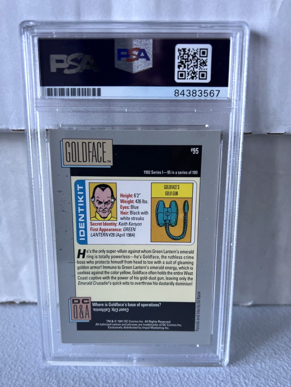 Gil Kane “Artist” Autographed Signed 1991 DC Comics Goldface Card #95 PSA