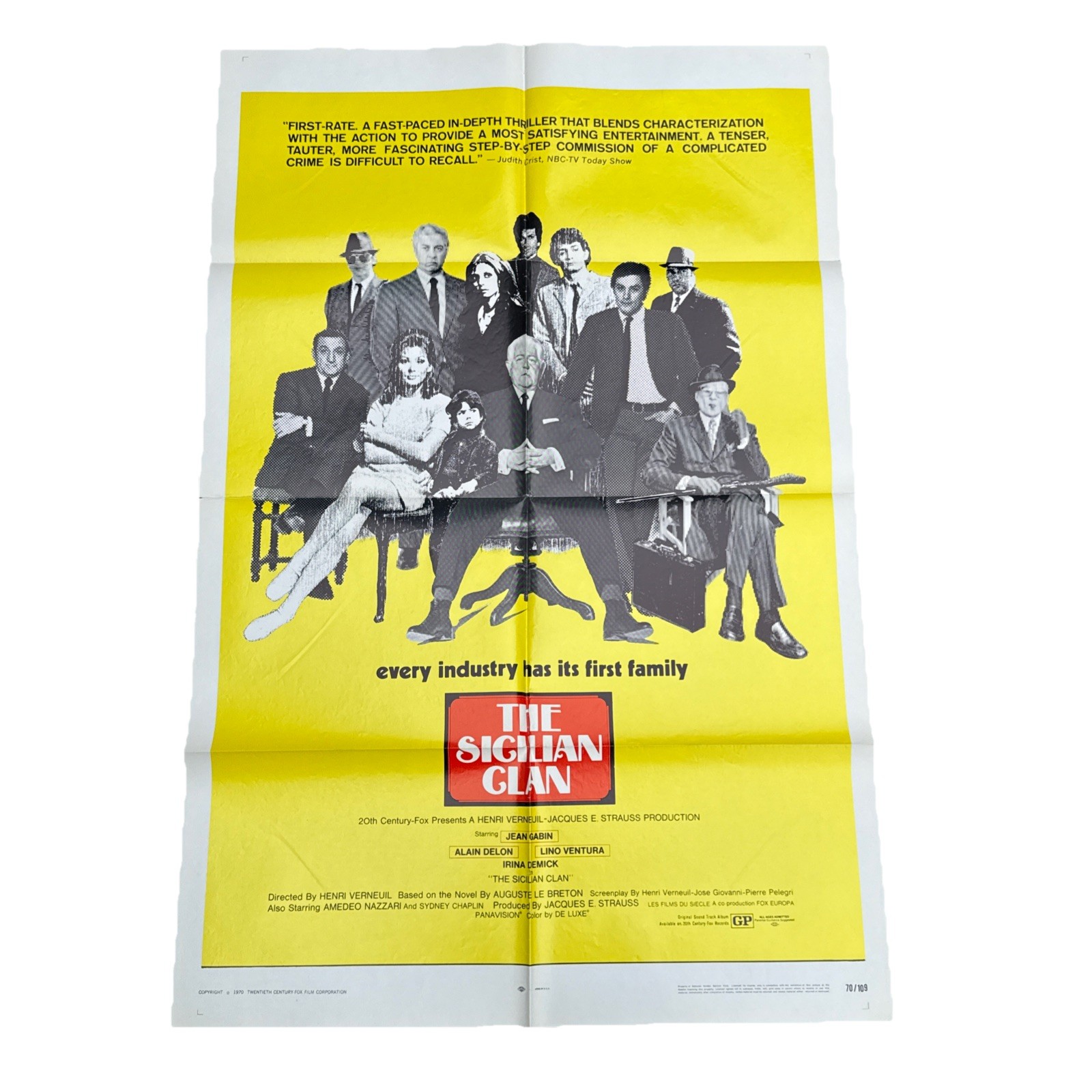 The Sicilian Clan 1969 Movie Poster 27×41 Italian Jean Gabin Alain Delon
