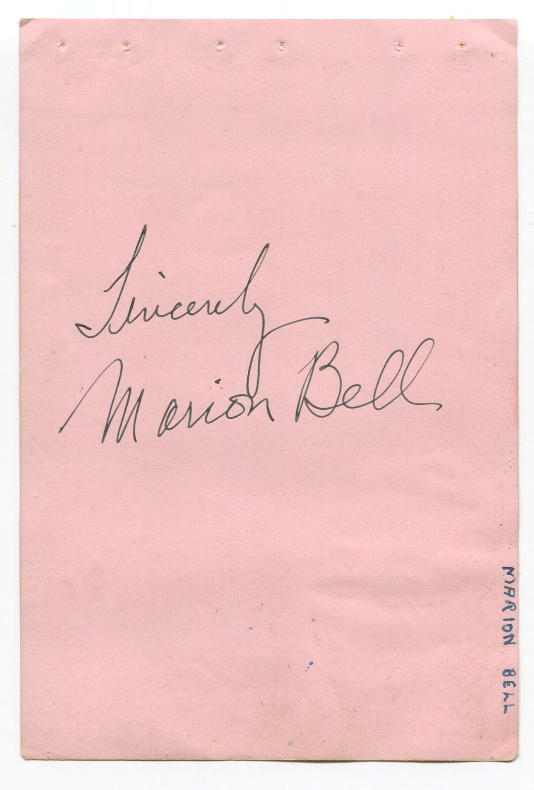 Michael Dyne (rare) and Marion Bell Signed Album Page 1940’s Autographed Actor