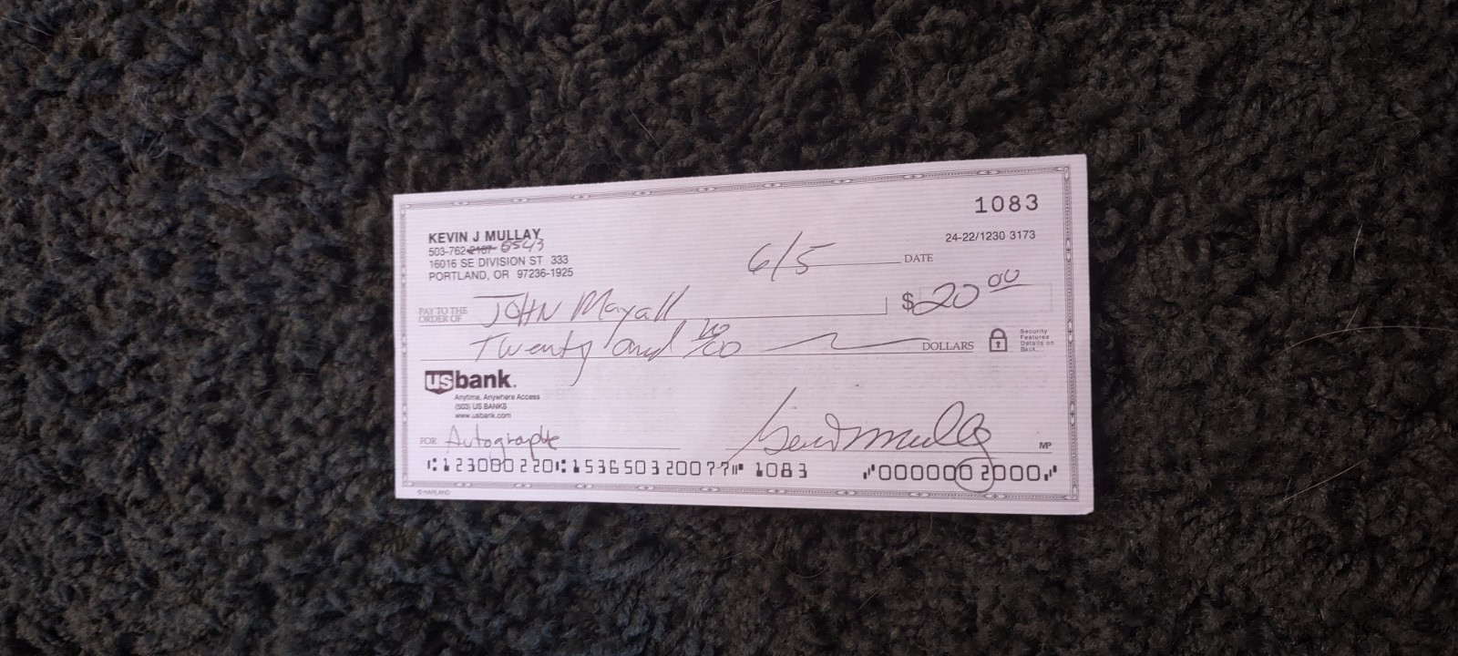 John Mayall – Signed Cancelled Check