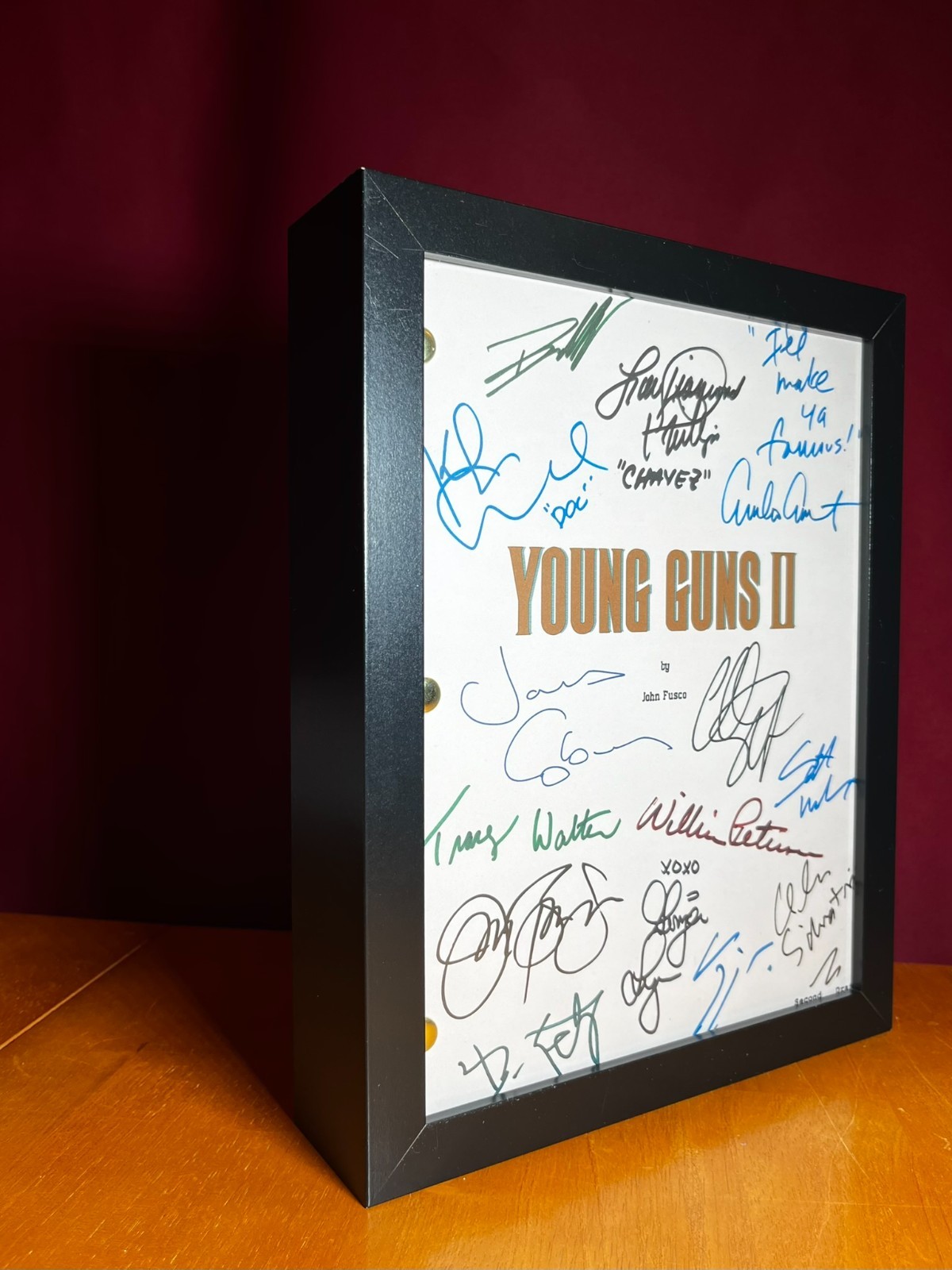 Young Guns II Script Signed- Autograph Reprints- Emilio Estevez- Western