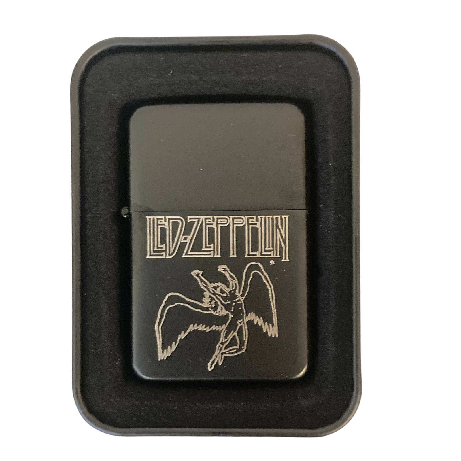 Led Zeppelin Engraved Lighter Black Mate with Case
