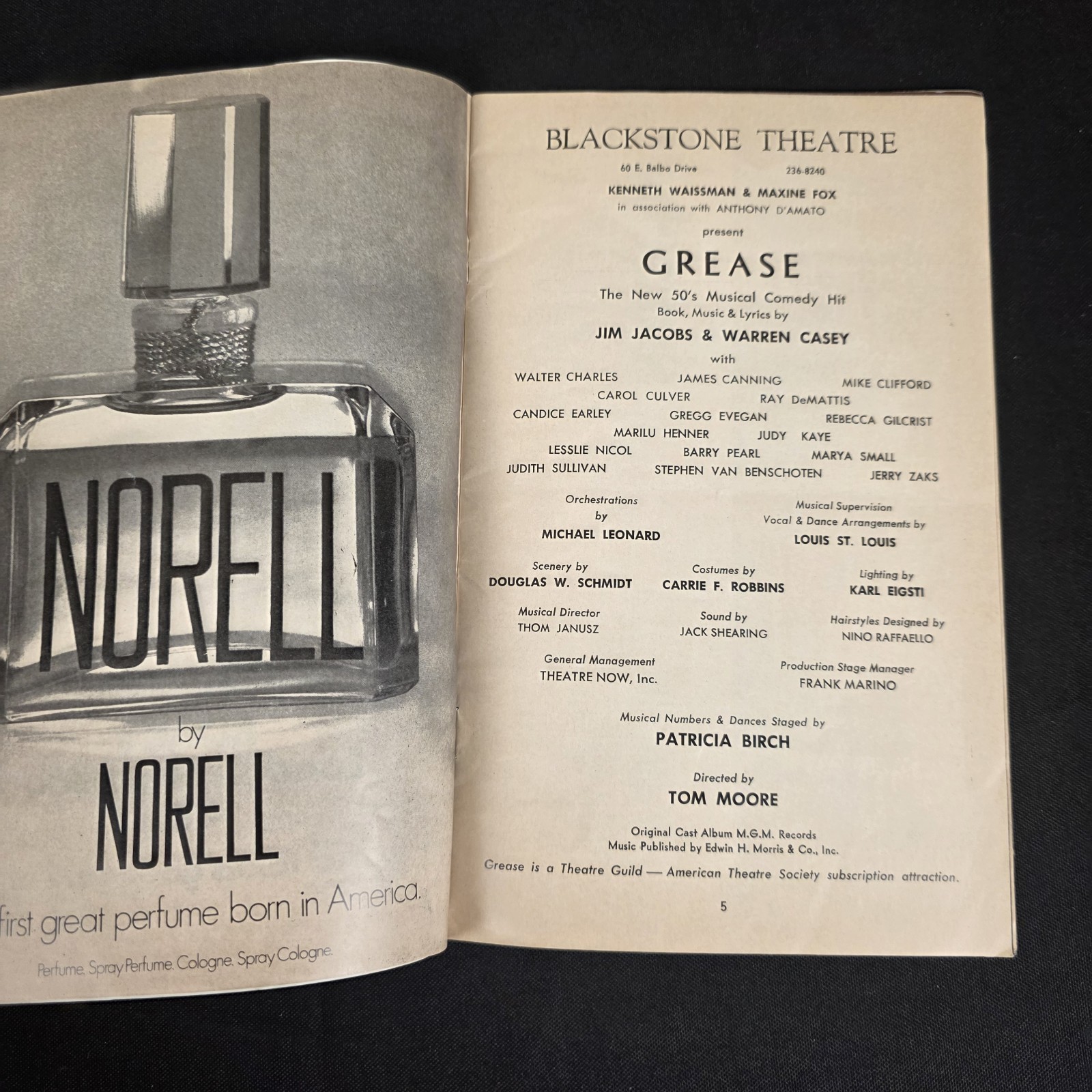 1978 GREASE Musical STAGEBILL Program Shubert Theatre Chicago Vintage Film Era