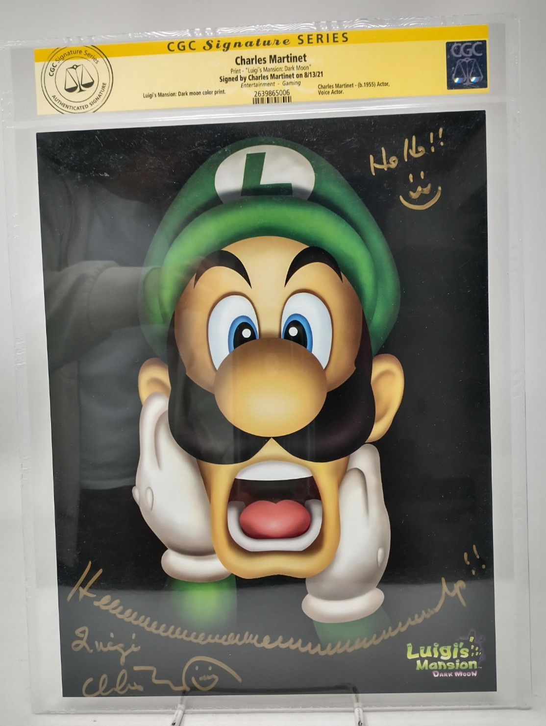 Charles Martinet Signed Luigi’s Mansion: Dark Moon Print 2021 CGC Certified