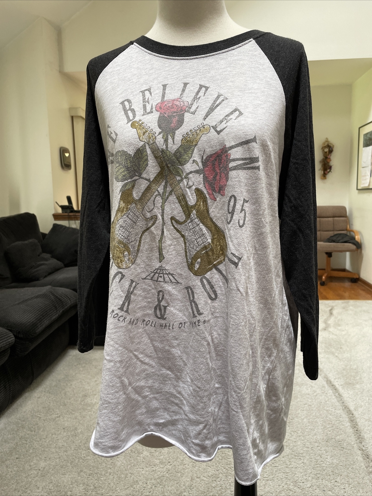 1995 Rock And Roll Hall Of Fame 3/4 Sleeve T Shirt Size Large