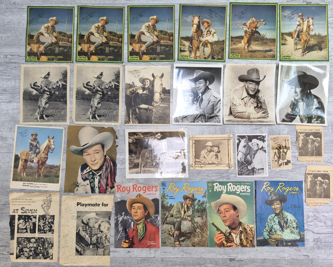 VTG Lot of ROY ROGERS Memorabilia: Fan Club Lithographs, Photos, Comic Covers…