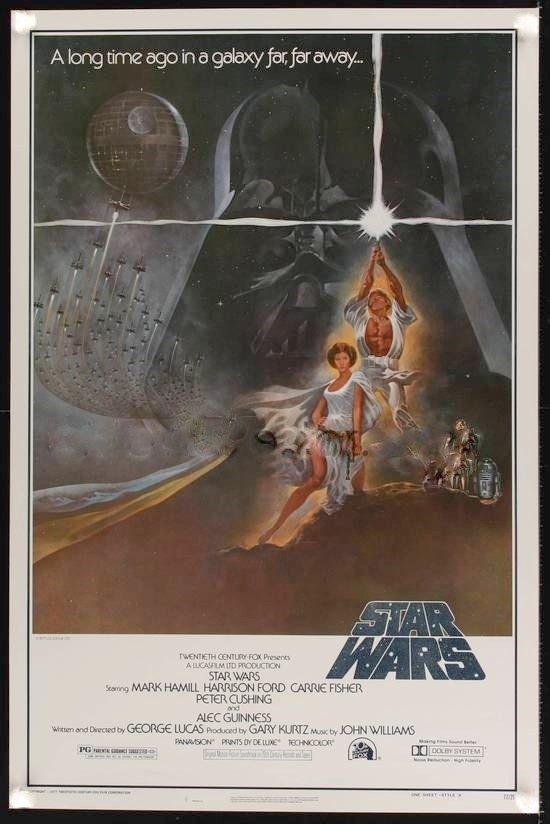 STAR WARS ORIGINAL RARE ROLLED NM RARE 27×41 HEAVY STOCK MOVIE POSTER 77/21 1977