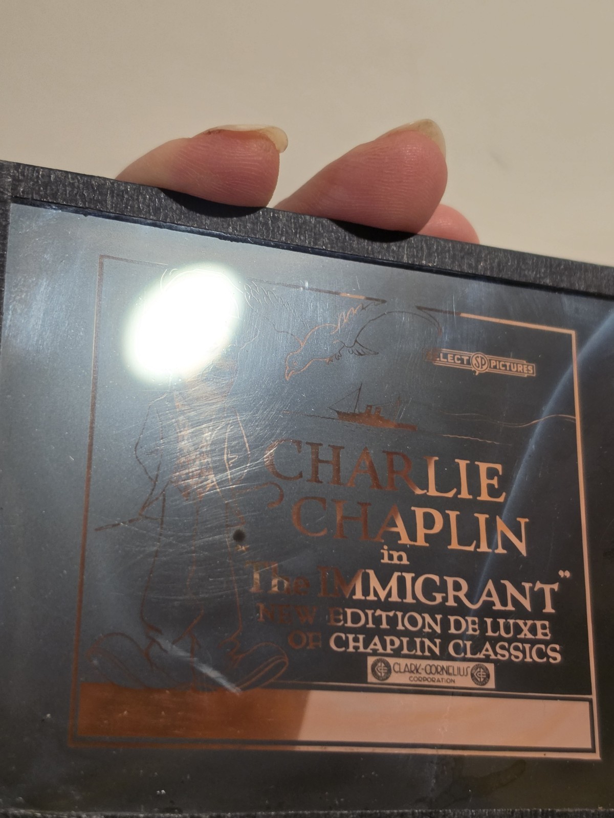 Charlie Chaplin “The Immigrant ” 1917 Extremely Rare Magic Lantern Slide
