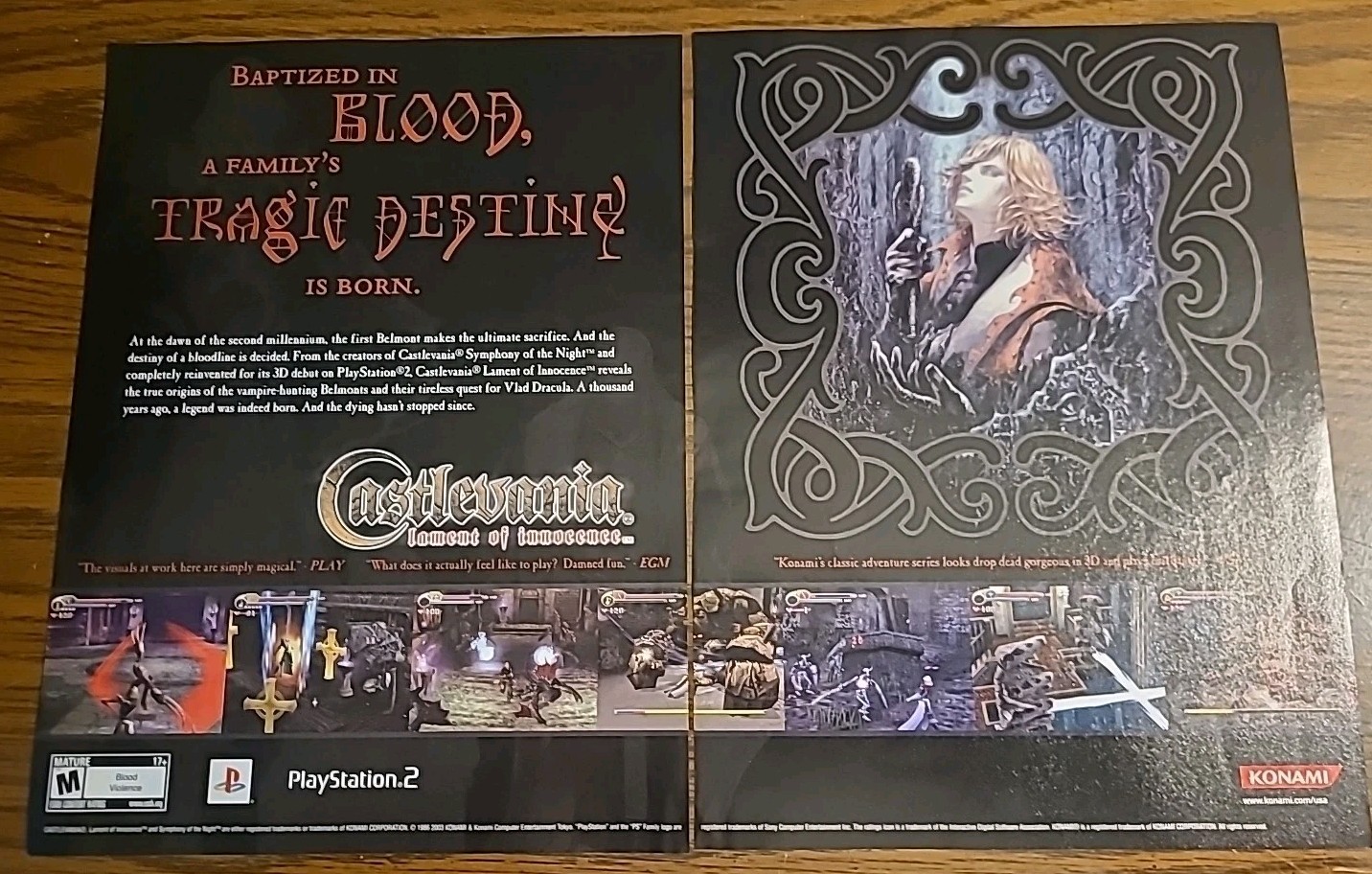 Castevania Lament Of Innocence Video Game 2003 Print Ad 11X16 Vintage