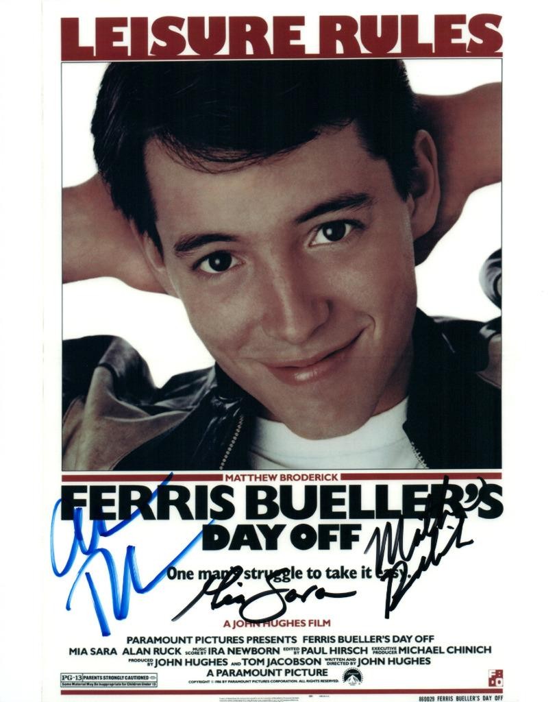 Mia Sara Matthew Broderick Alan Ruck 8×10 Signed Photo autographed Picture COA