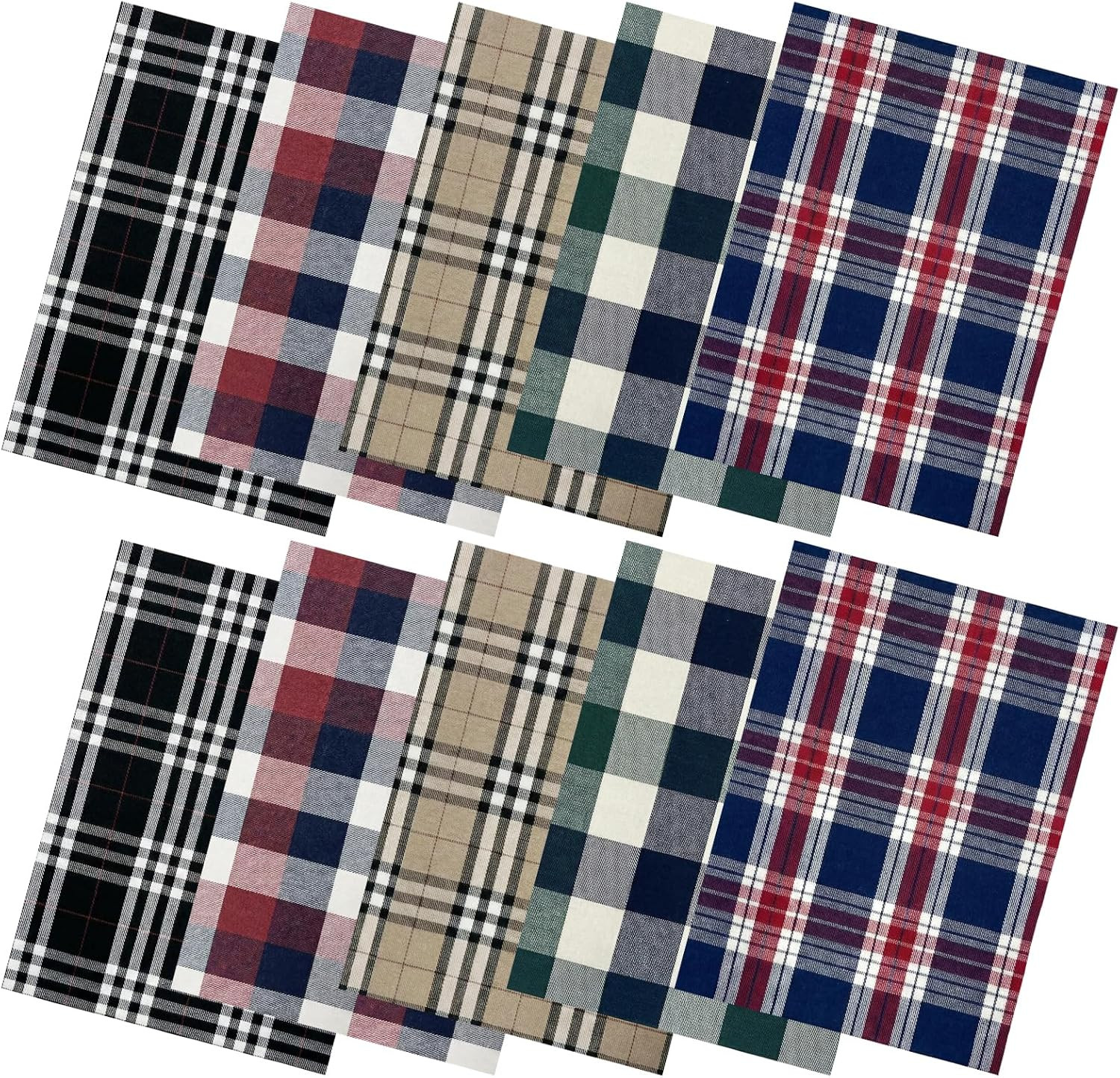 10 Pcs 18X22 in Fabric Checkered Squares Multi Colors | Poly-Cotton Blend Mater