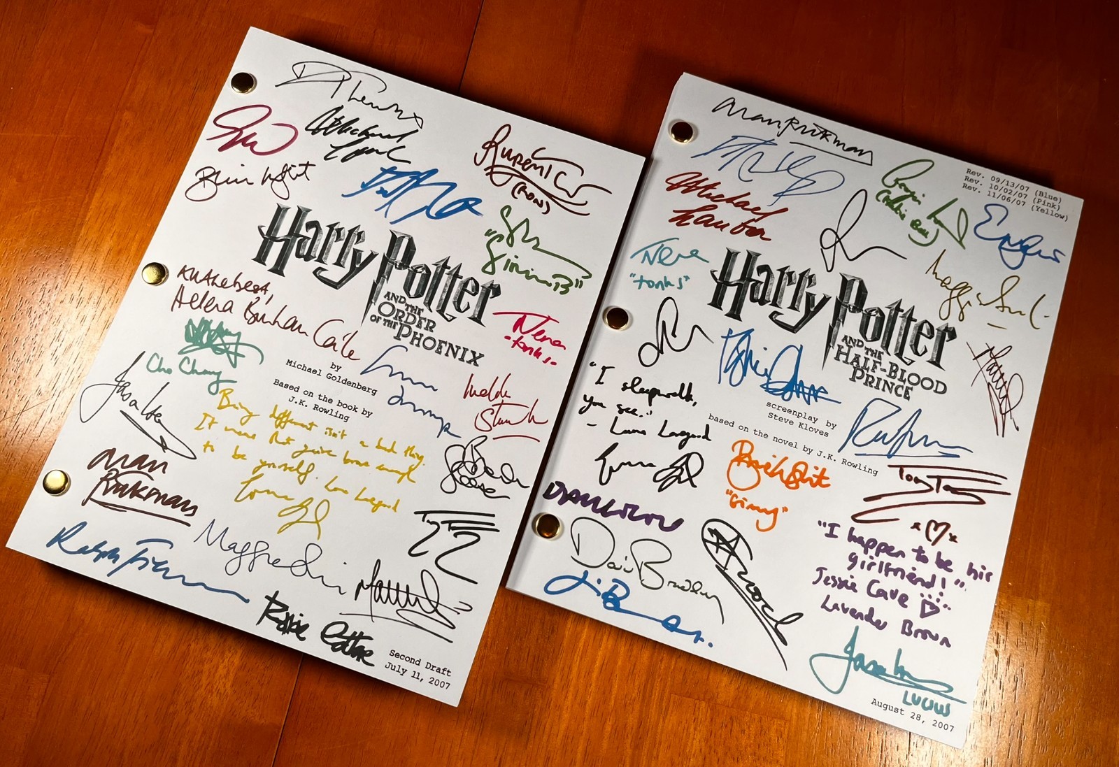 Harry Potter 1-8 Script Collection- Signed- Autograph Reprints