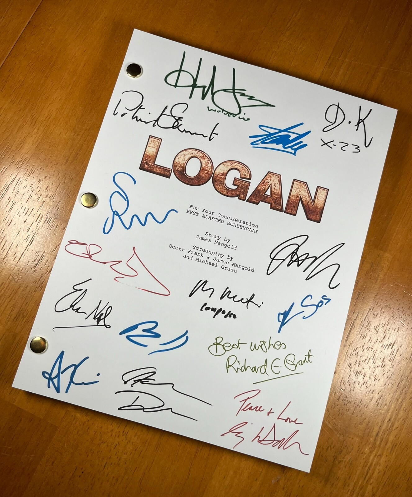 Logan Script Signed- Autograph Reprints- 125 Pgs- Hugh Jackman- Wolverine- X-Men