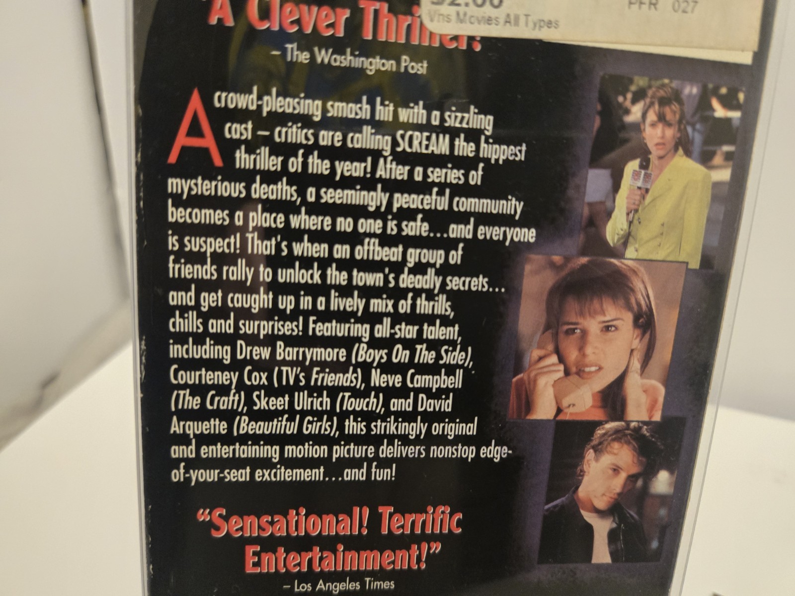 Scream 1996 VHS Dual Signed Arquette Kennedy AUTO COA Rare Neve Eyes Cover