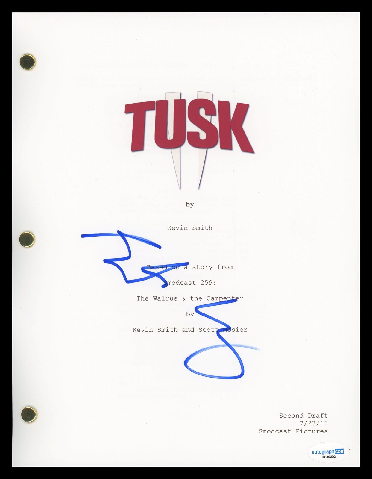 Justin Long “Tusk” AUTOGRAPH Signed ‘Wallace’ Complete Script Screenplay ACOA
