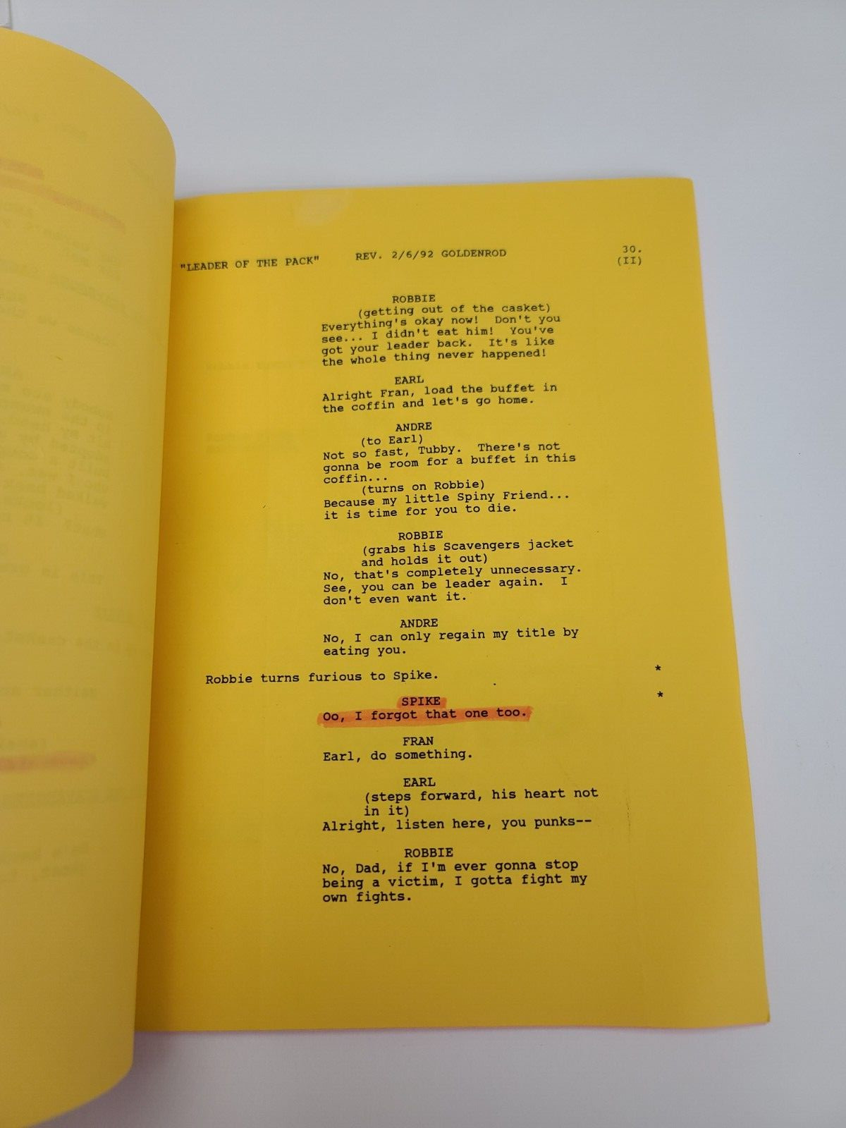 DINOSAURS / Kirk Thatcher 1992 TV Script Brian & Jim Henson “Leader of the Pack”