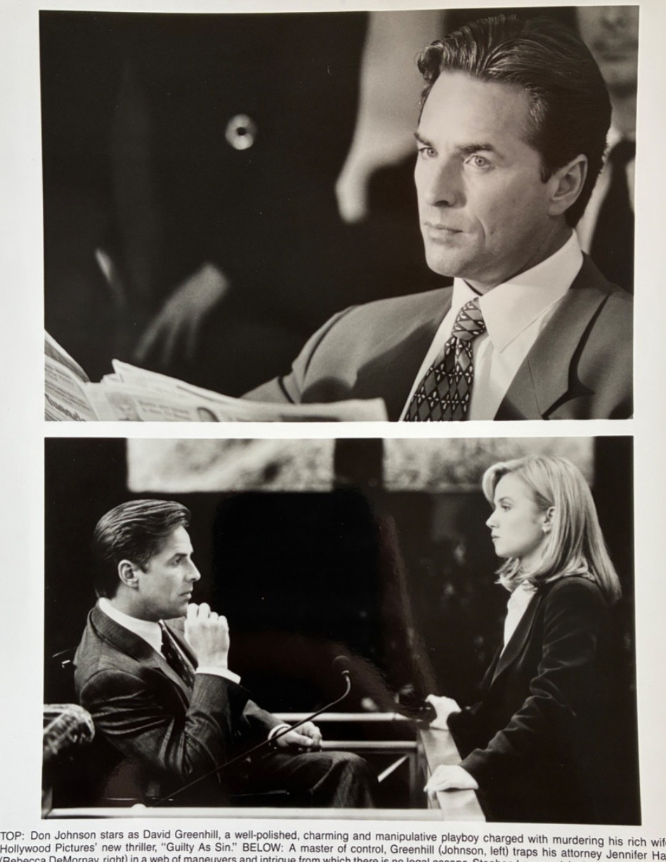 Guilty as Sin Vintage Movie Photo Don Johnson Rebecca DeMornay 1990s Film