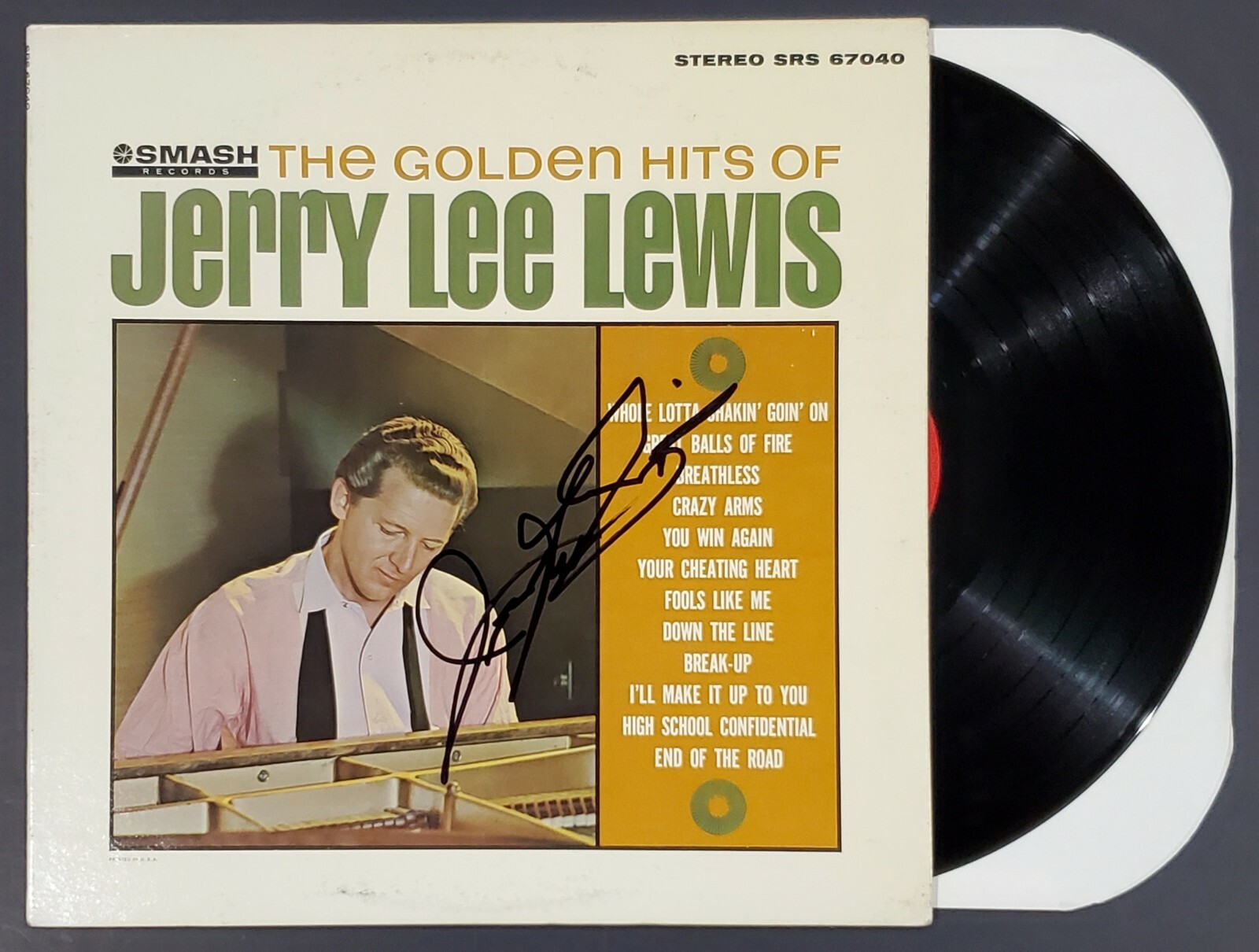 JERRY LEE LEWIS SIGNED GOLDEN HITS LP VINYL RECORD ALBUM W/JSA CERT