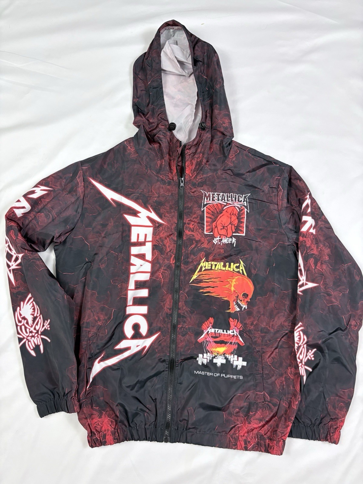 Unbranded Metallica Inspired Windbreaker Graphic AOP Hoodie Jacket 2XL