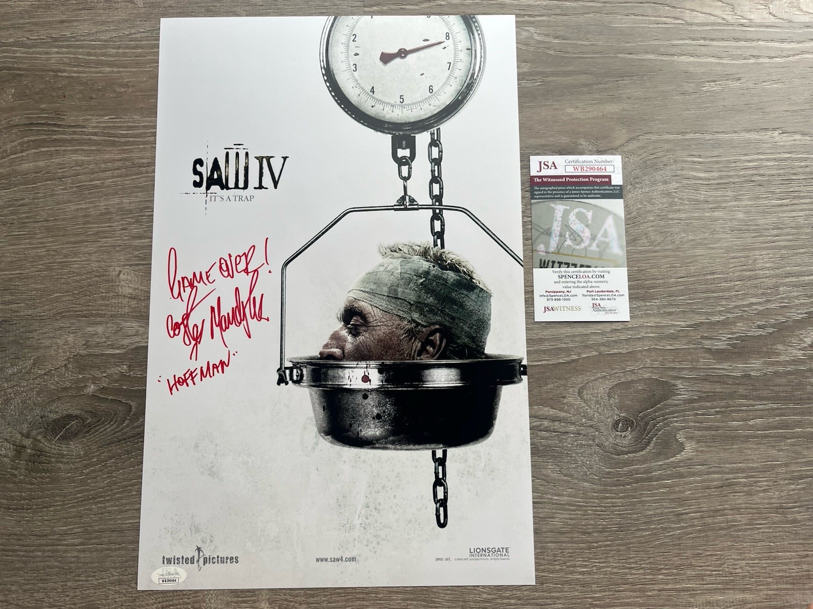 Costas Mandylor Signed Saw IV 11×17 Photo JSA COA Detective Hoffman Jigsaw