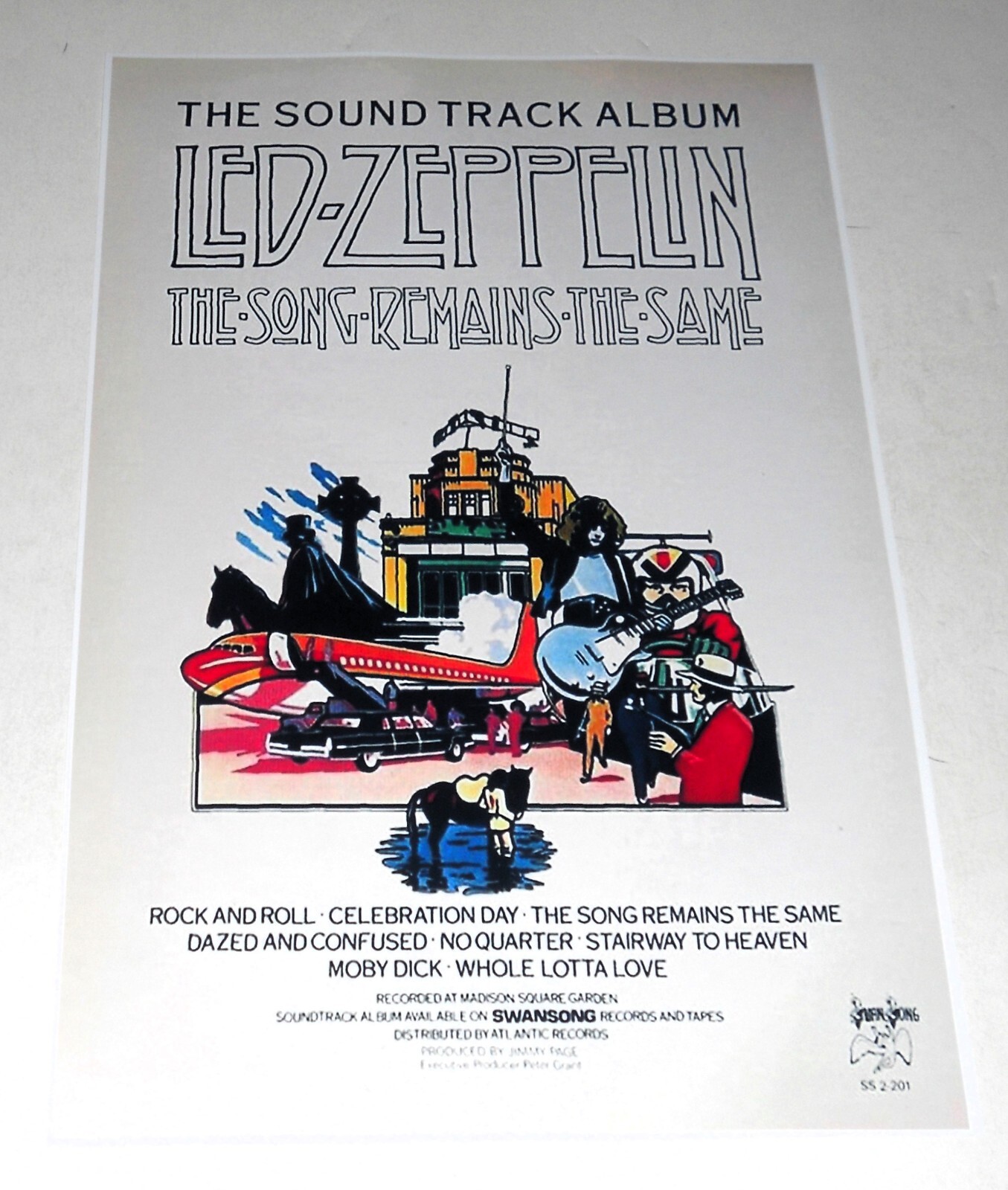 Large Led Zeppelin “Song Remains the Same” Concert Movie 1976 Poster 19″x13″