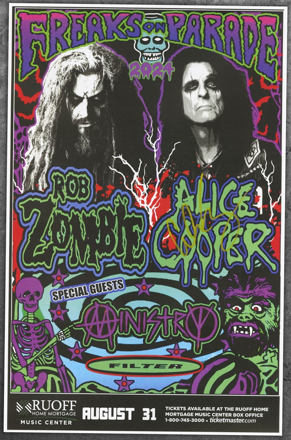 Alice Cooper autographed concert poster