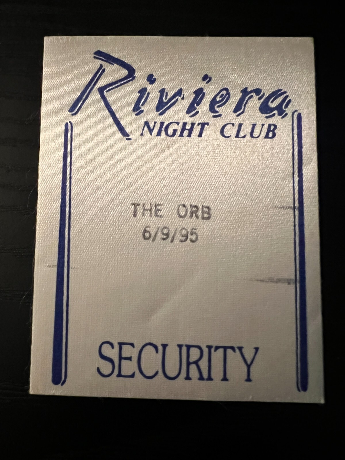 THE ORB 1995 TOUR – BACKSTAGE PASS – CHICAGO – RIVIERA THEATRE 6/9/1995 kwd: cd