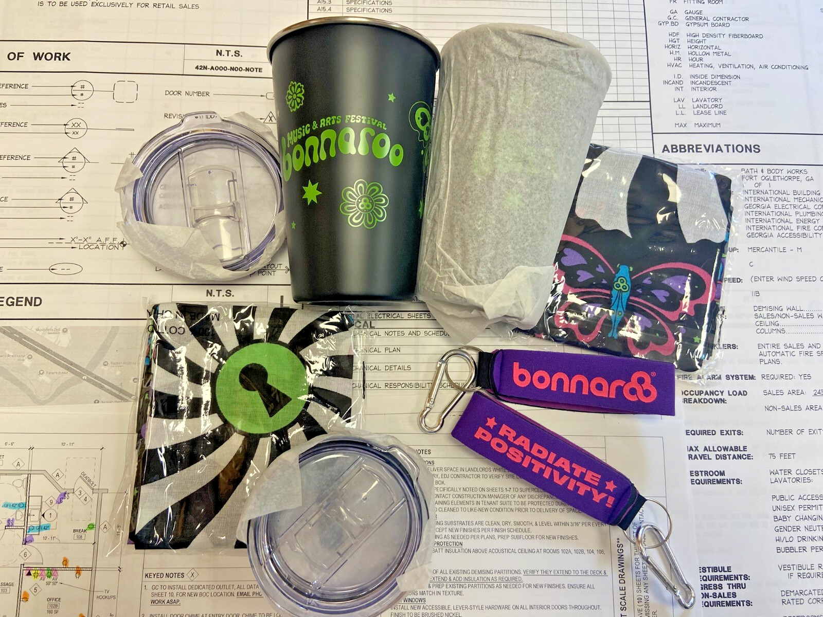 2 NEW Bonnaroo 2023 Stainless Steelys Cups Bandanas Key Chains Music Memorabilia