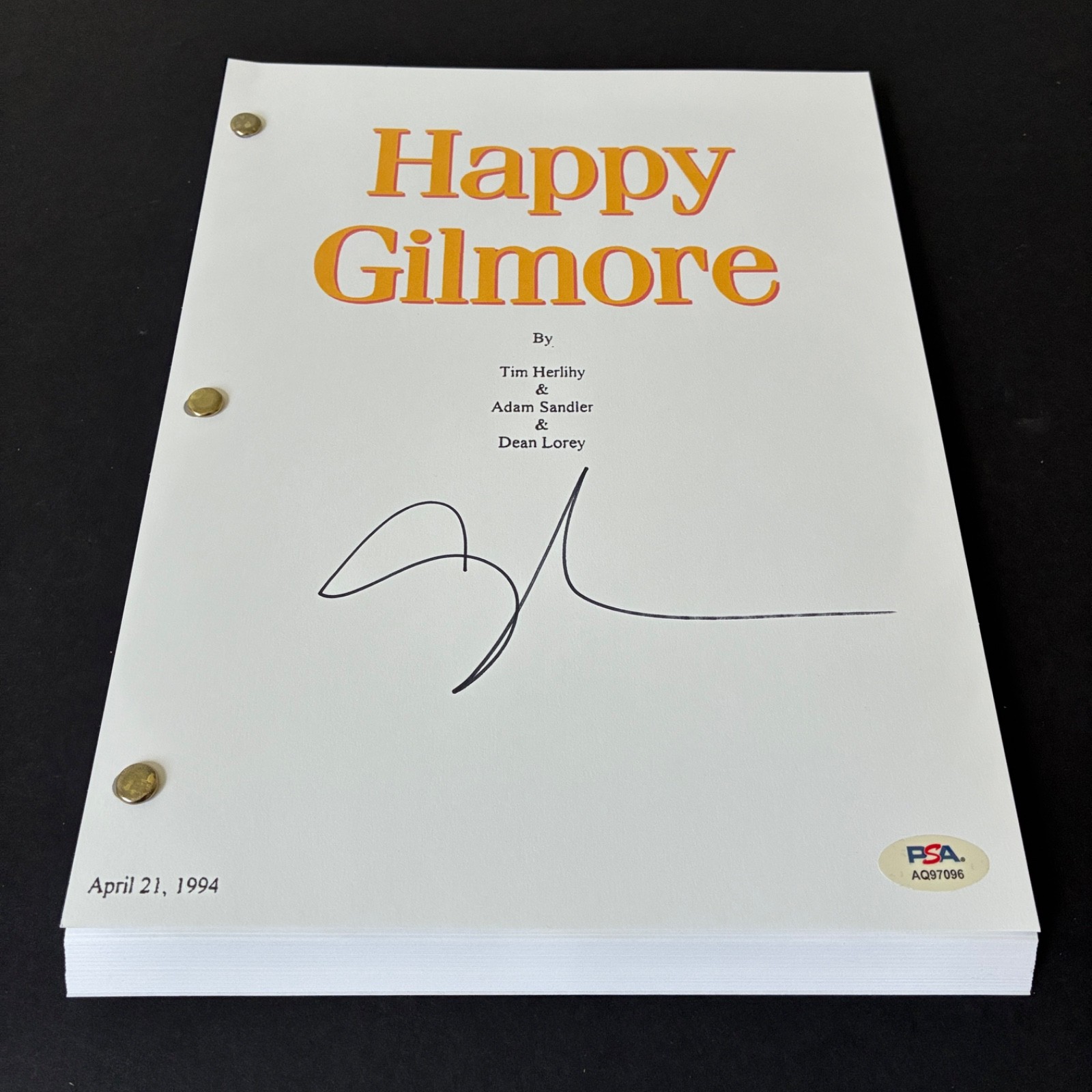 ADAM SANDLER SIGNED HAPPY GILMORE SCRIPT FULL 105 PAGES AUTOGRAPH PSA DNA