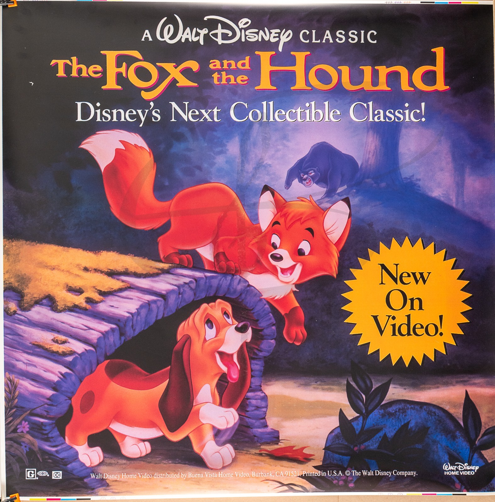 FOX AND THE HOUND DISNEY BACKLIT ILUMINTATED VINYL PROMO SIGN/POSTER 36X36
