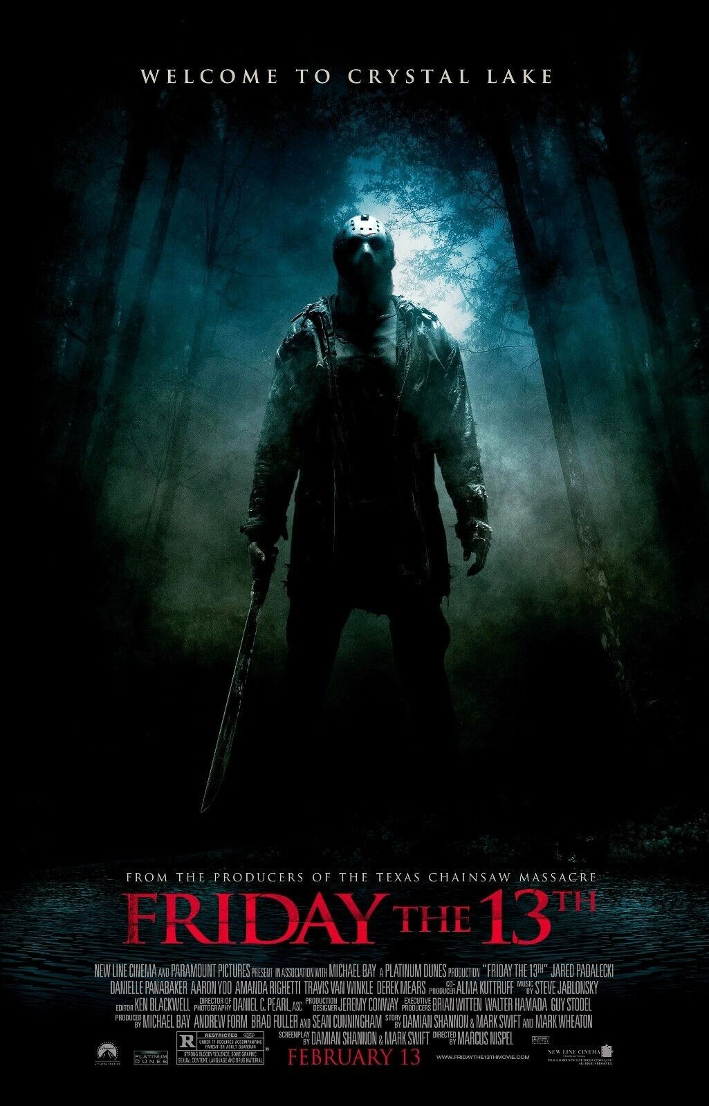 FRIDAY THE 13TH Remake (2009) Movie Poster Horror 12×18 Wall Art Decor Jason