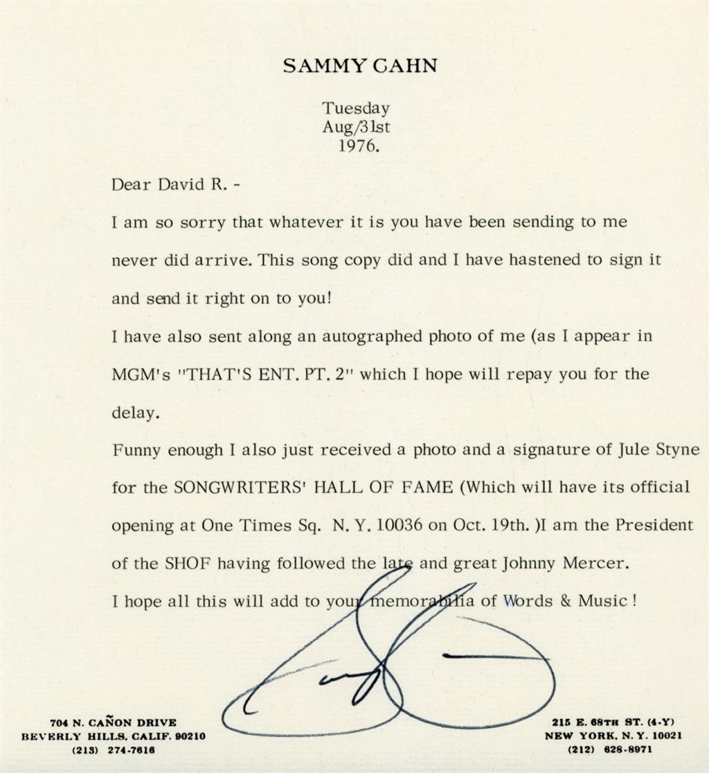 Sammy Cahn- TSL from 1976