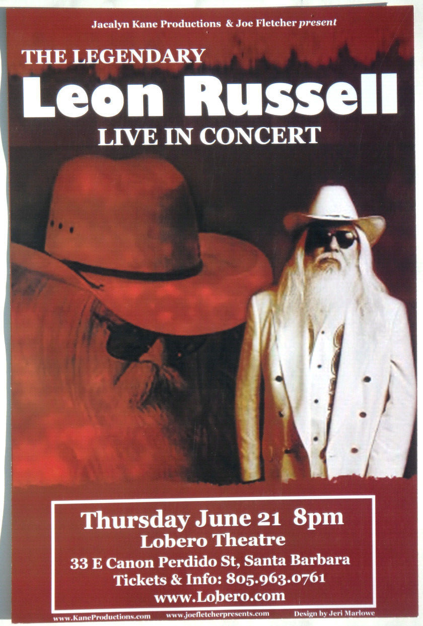 LEON RUSSELL Lobero Theatre Santa Barbara, CA. Original 2007 Concert Poster