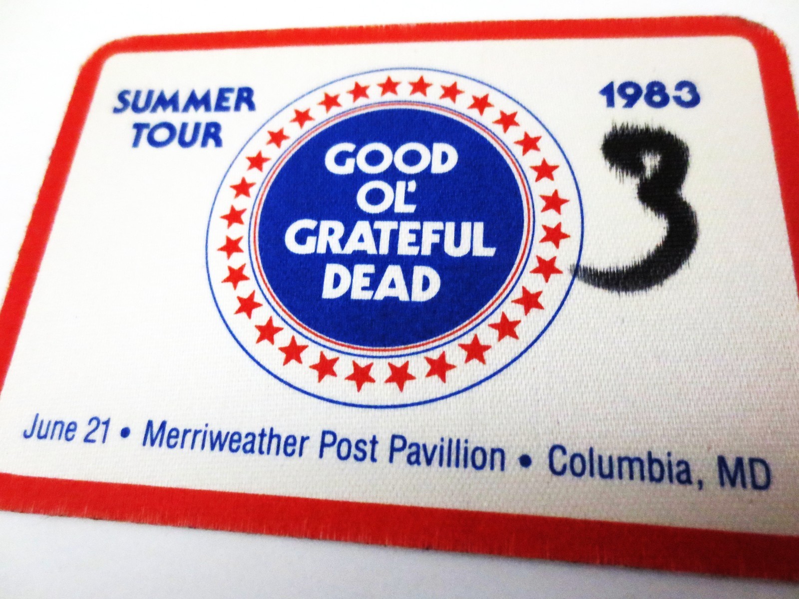 Grateful Dead Backstage Pass Merriweather Columbia Maryland MD 6/21/83 6/21/1983