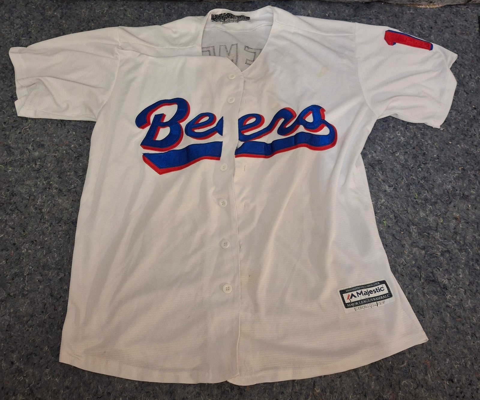 BASEketball Milwaukee Beers Baseball Jersey Doug Remer Size M/L Movie *STAINED*