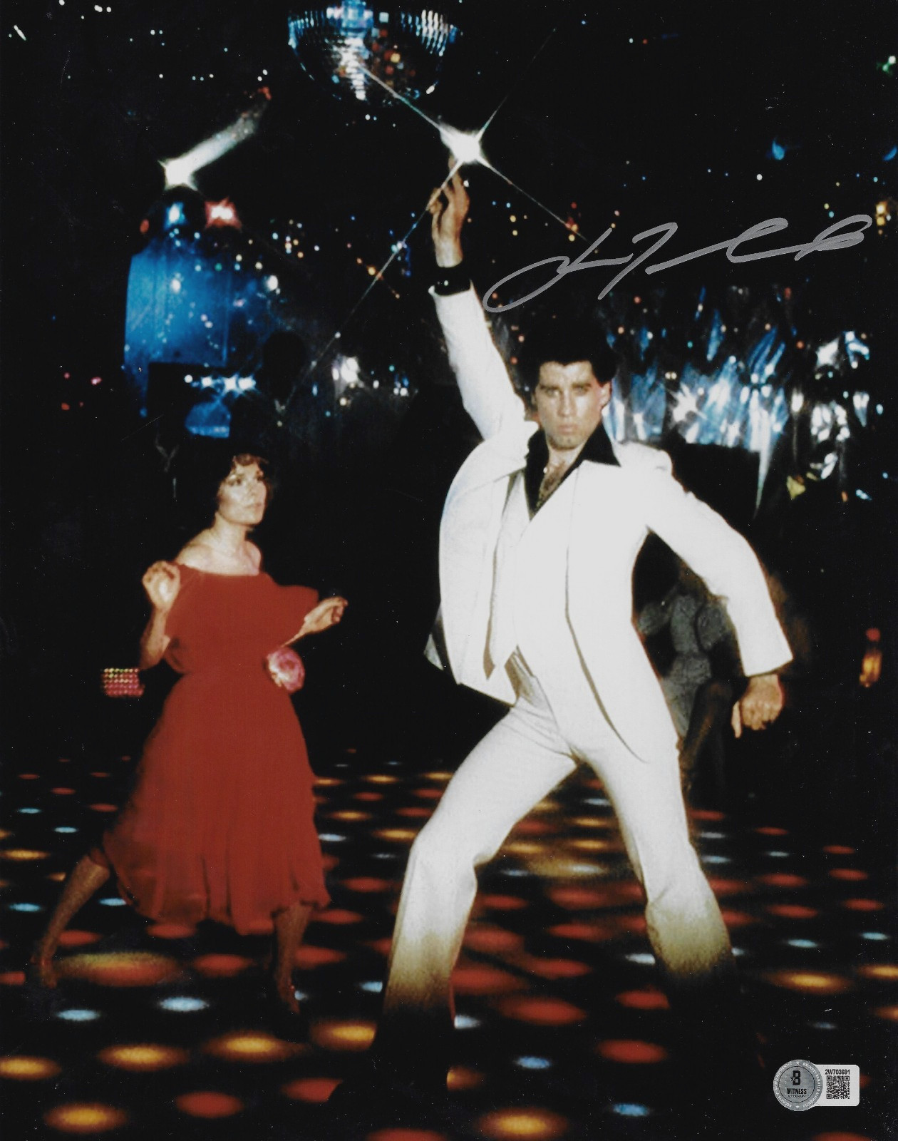 John Travolta Signed 11×14 Saturday Night Fever Photo Beckett BAS Witnessed