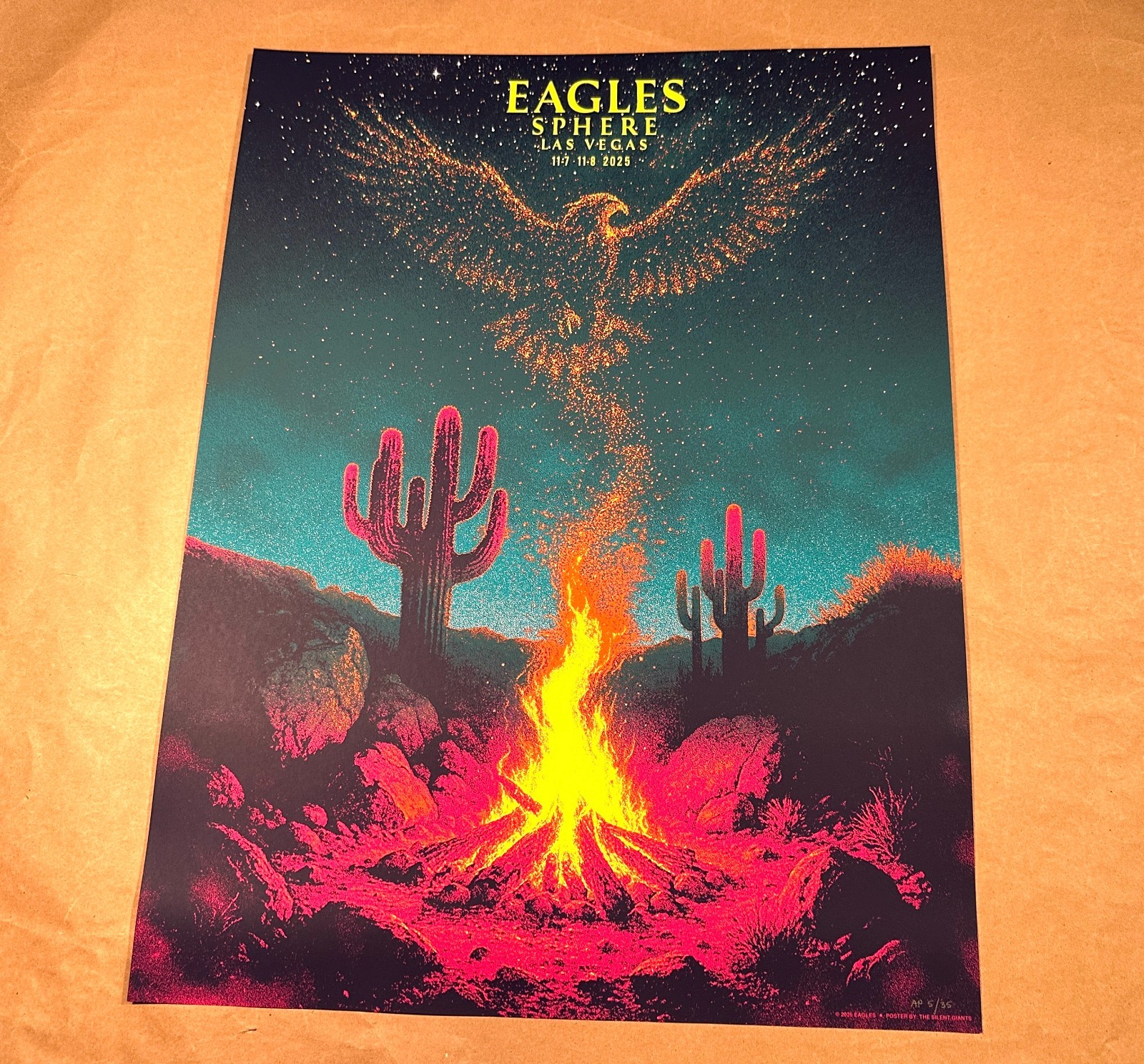 🌵 Official The Eagles Sphere 2025 Show Poster Las Vegas AP 11/7 11/8