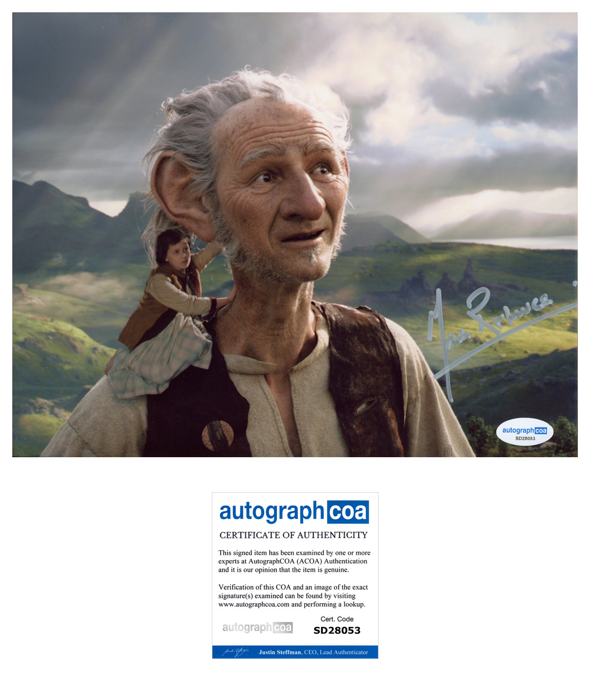 Mark Rylance signed photo 8×10 ACOA autographed The BFG