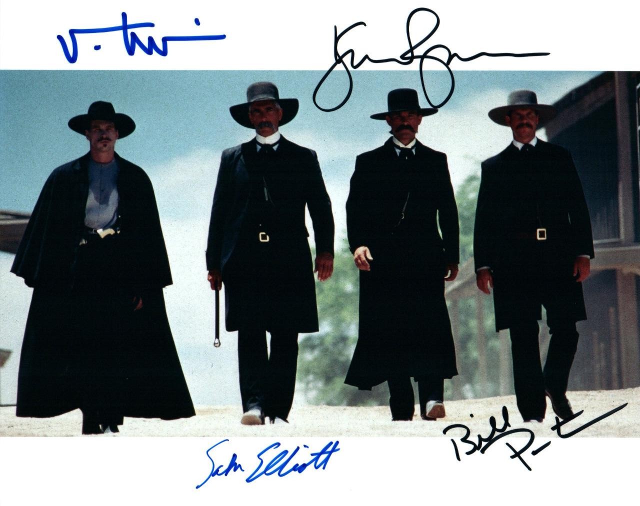 Kurt Russell Val Kilmer Paxton Elliott signed 8×10 Photo autographed Nice + COA