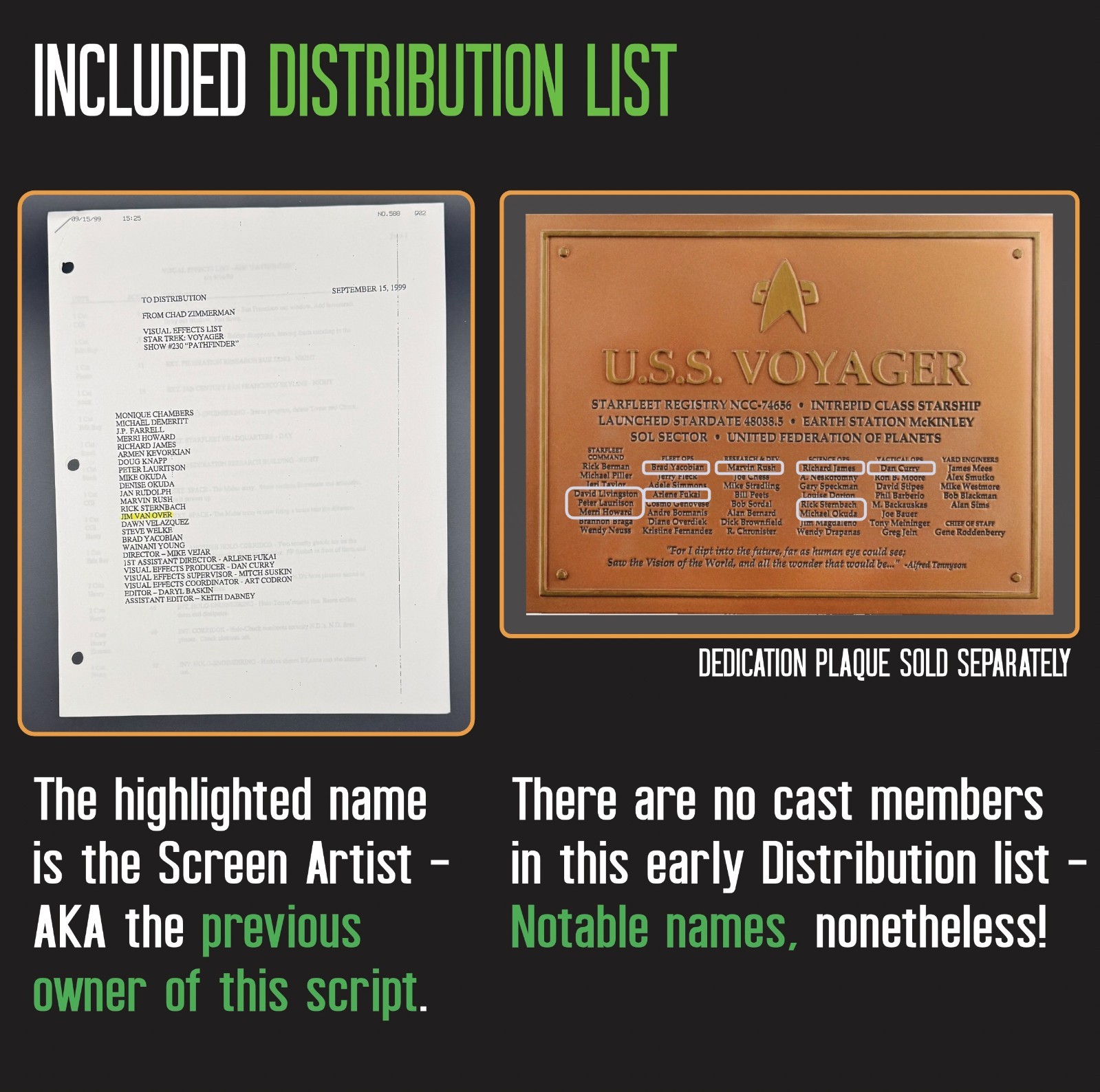 Star Trek Voyager Script LOT Annotated +ADD’L Revisions +COA | “Pathfinder”