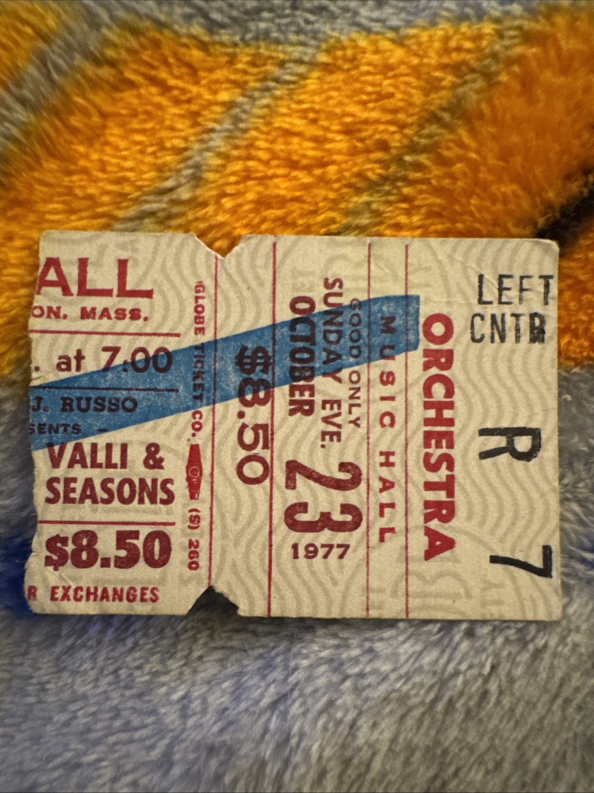 Frankie Valli & Four Seasons – OCT 23, 1977 – Boston Music Hall – Orpheum Ticket