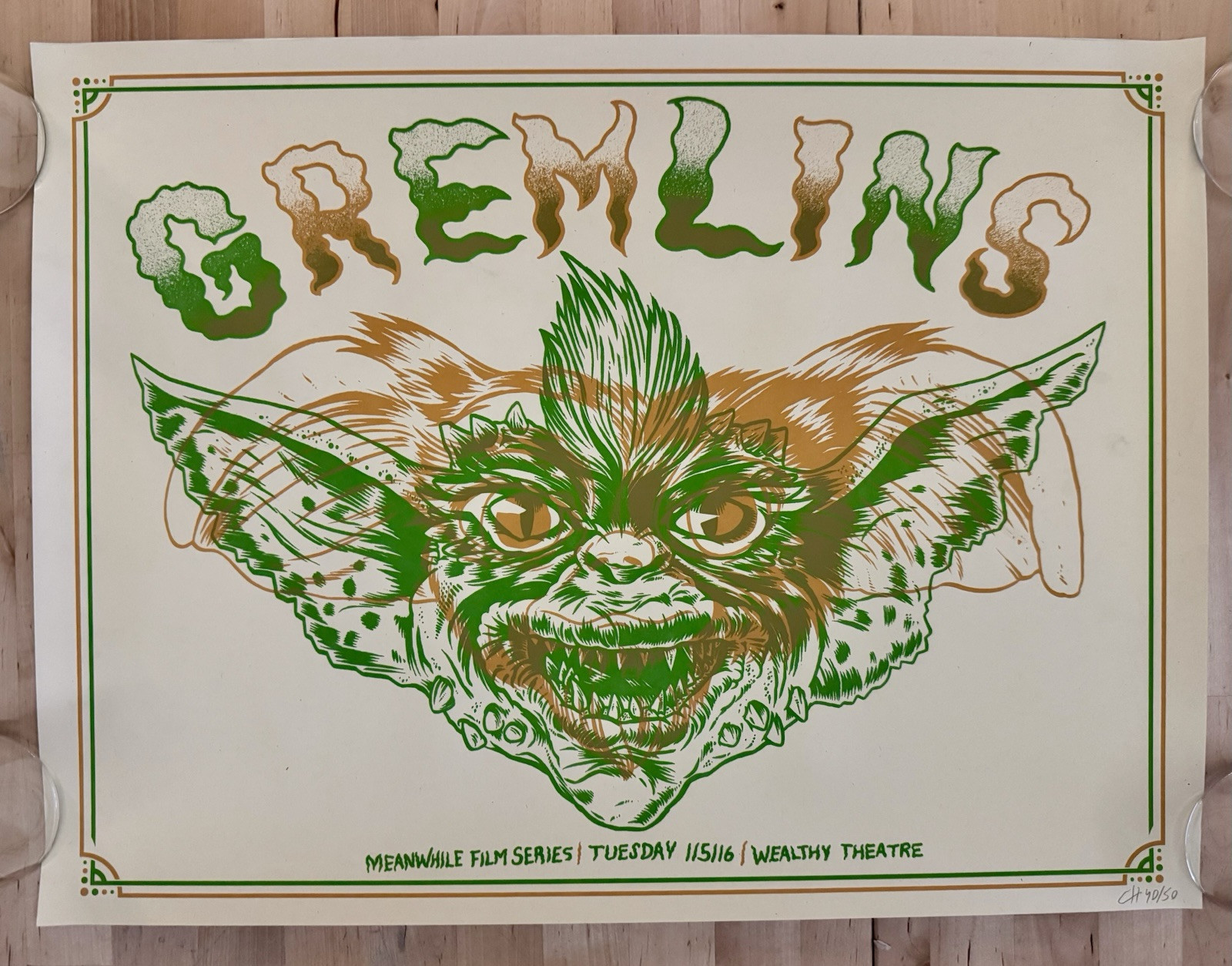 GREMLINS Hand Numbered Silkscreened Movie Poster Wealthy Theatre Grand Rapids MI
