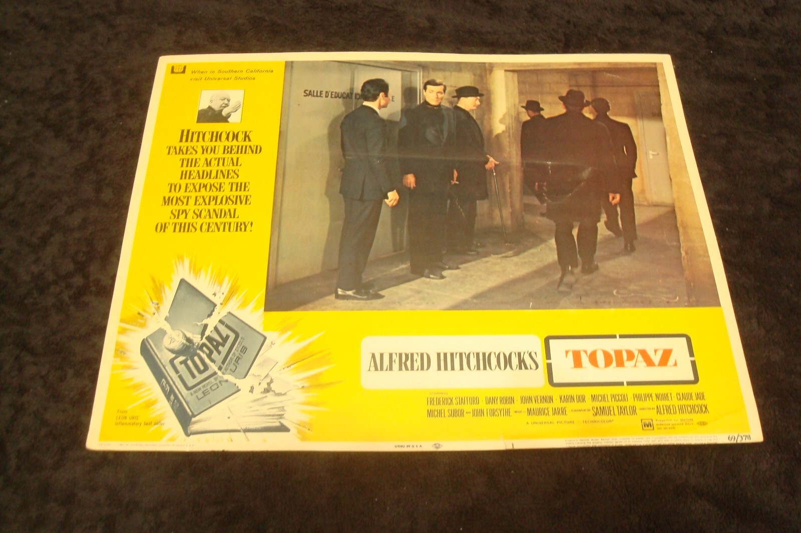 ALFRED HITCHCOCK, TOPAZ 1969 lobby card with spy ring, Frederick Stafford, Jarre