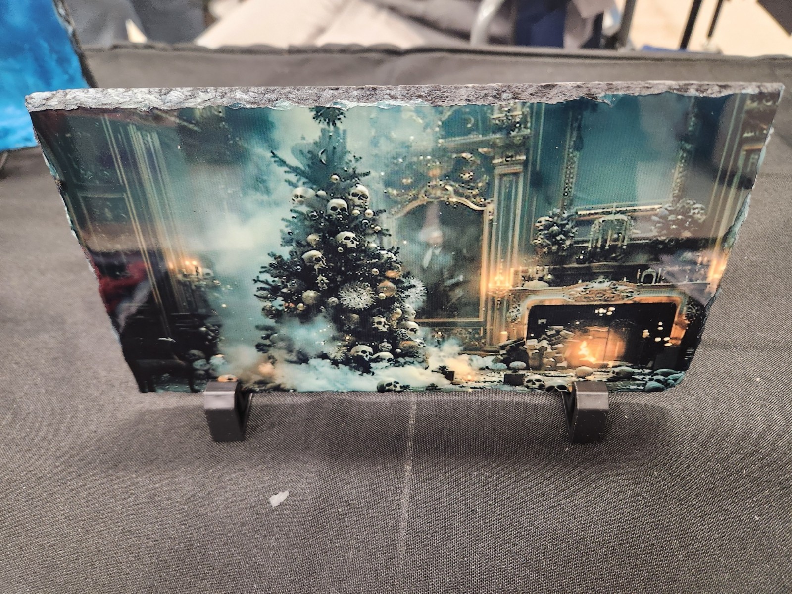 Christmas evil snowman rectangle 4.4×8.25 inches slate