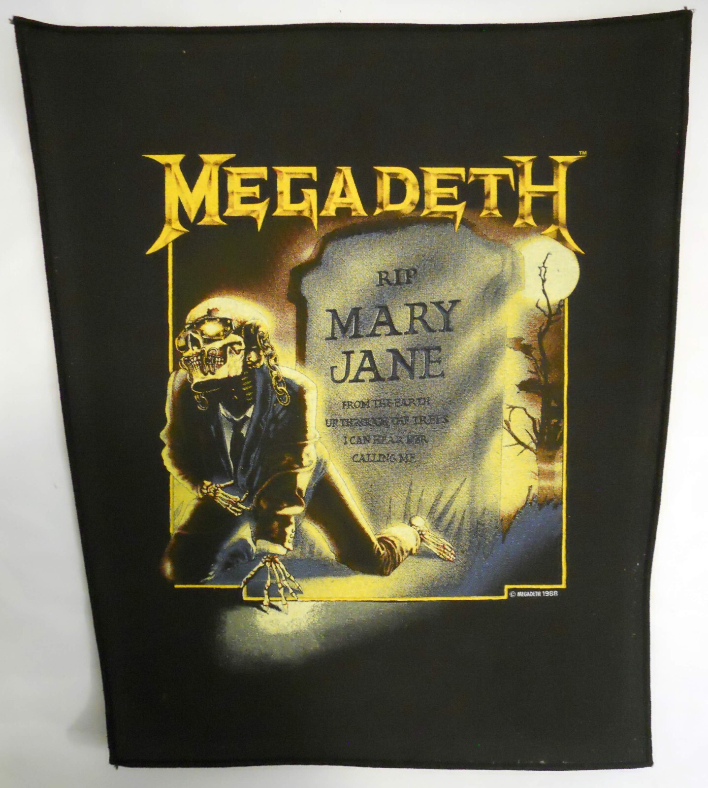 Megadeth Back Patch – Mary Jane – Vic Rattlehead – 1988 – R.I.P. – VINTAGE / New