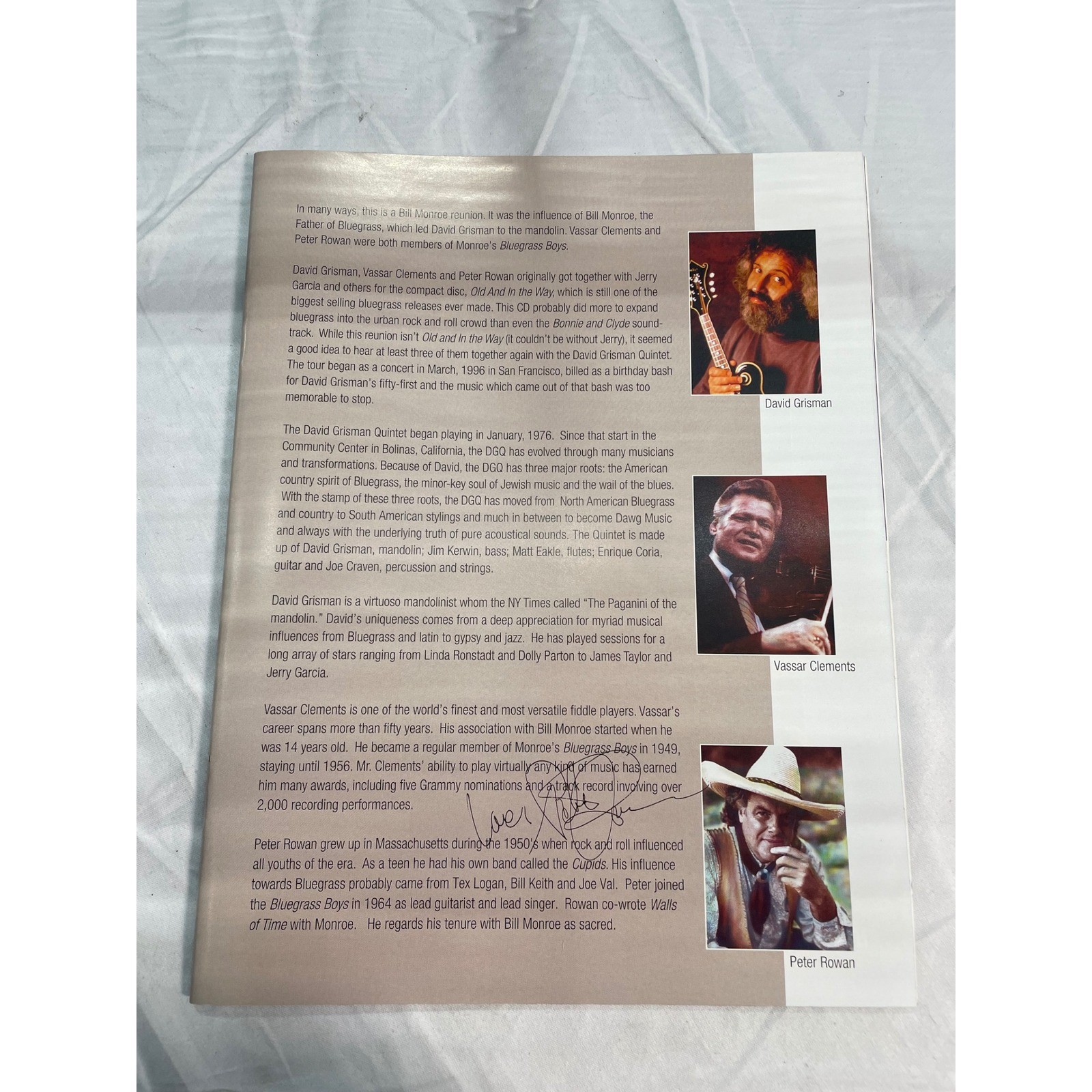 Signed A Very Special Bluegrass Reunion GPAC David Grisman Vassar Clements