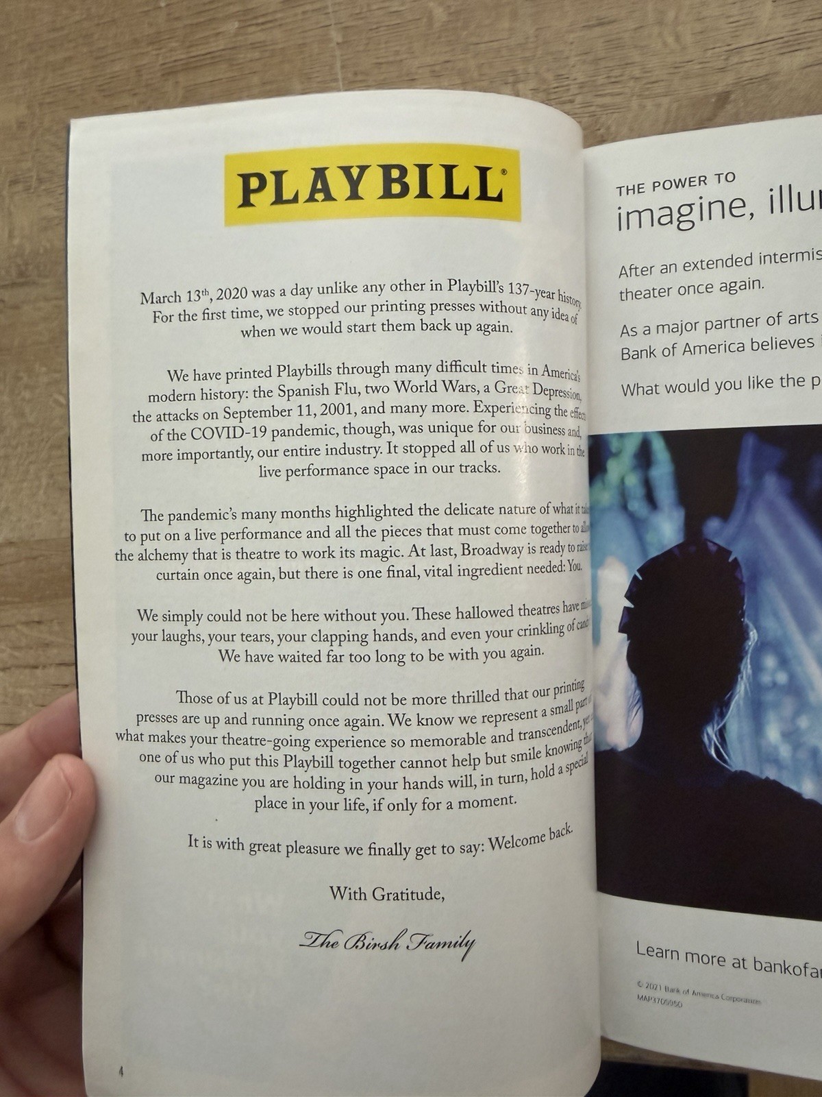 Playbill OPENING NIGHT Program – Is This A Room, Lyceum Theatre (Covid Era)
