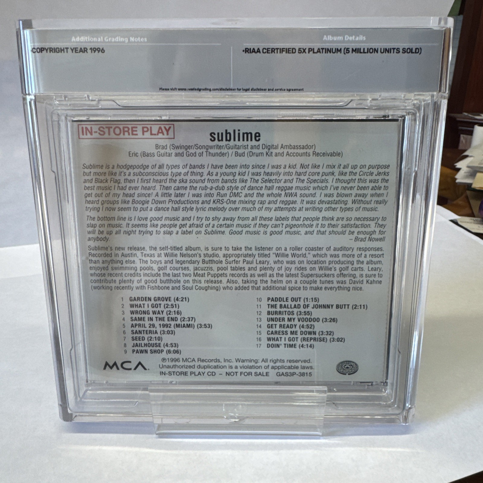 Sublime Cd In-Store Play Release Graded 9.0