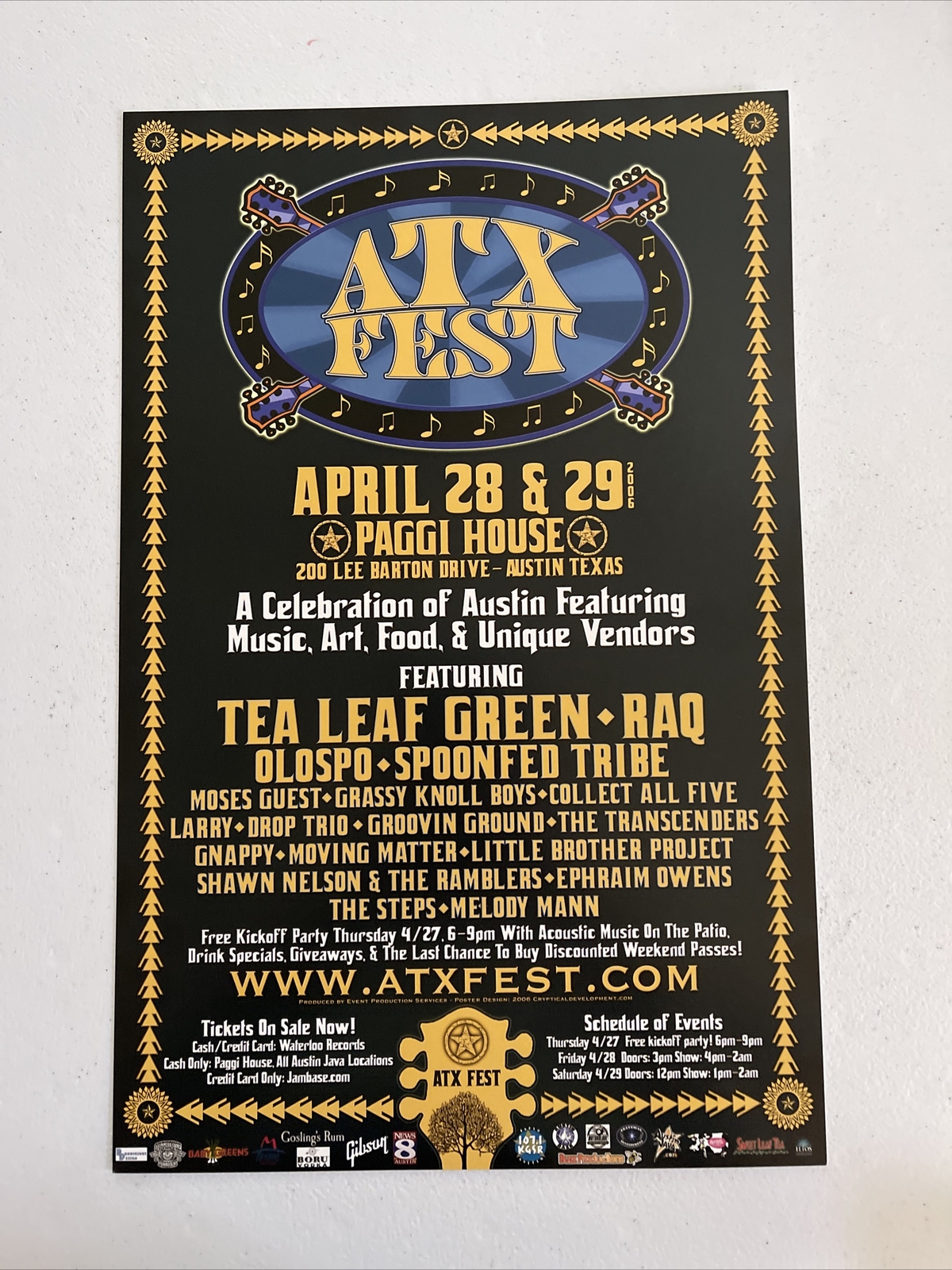 ATX FEST 2006 Concert POSTER 11×17“ Tea Leaf Green Raq Festival Austin Texas 1
